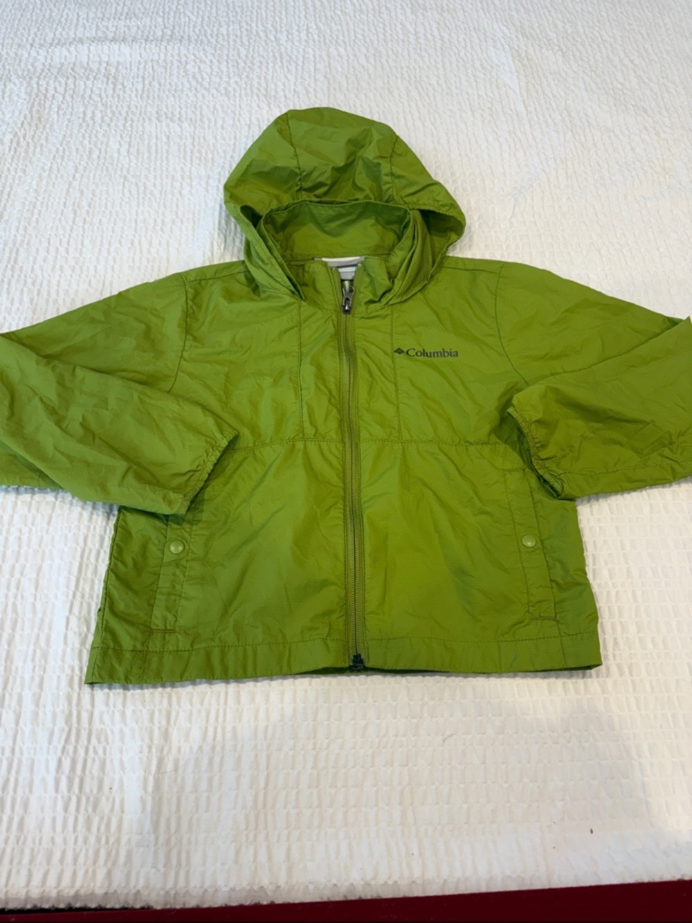 Columbia Kids Lime Green Hooded Rain Jacket
Size XS 6/7
